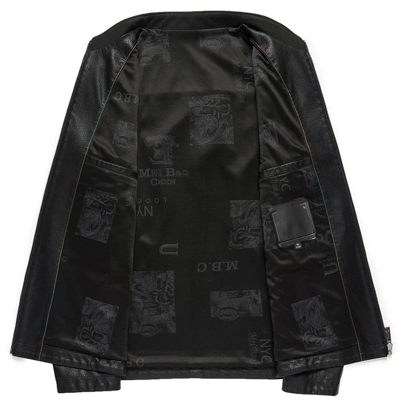 Men Leather Jacket YN-2263 Autumn And Spring Men&rsquo;s Stand Collar Jacket Natural Leather Thin Section Plus Velvet Fashion Jacket Motorcycle Youth