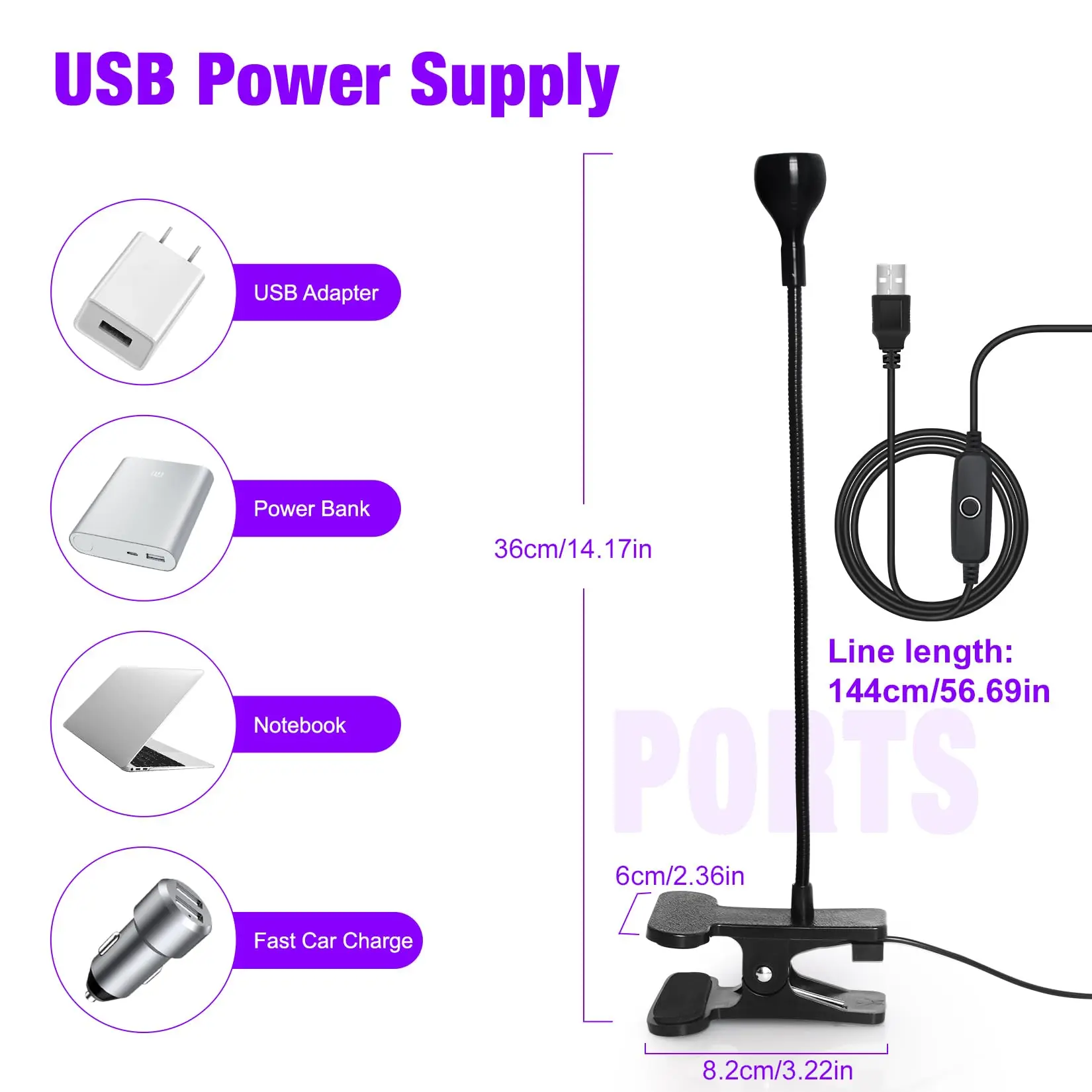 클립형 3W UV 네일 램프 395nm LED 플렉시블 360 ° 회전식 USB 휴대용 책상 조명 젤 네일 건조기 경화 램프 매니큐어 선물용