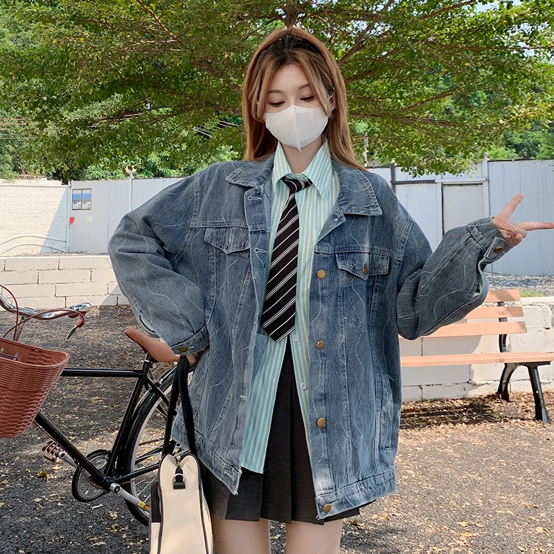 

2023 New Autumn Design Sense Loose Short Style Vintage Casual Denim Top Coat Free Shipping