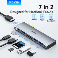 MOKiN USB Type C Hub for MacBook Pro USB Adapter Docking Station Dual USB C to HDMI USB3.0 SD/TF for MacBook Mac Dongle Laptops 1