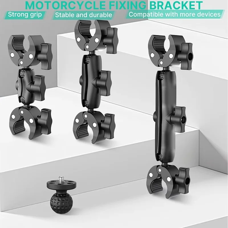 Camera Double Clip Crab Clamp Motorcycle Bicycle Handlebar Clip For GoPro 11 12 Insta360 One X2 X3 X4 Sports Camera Accessorise