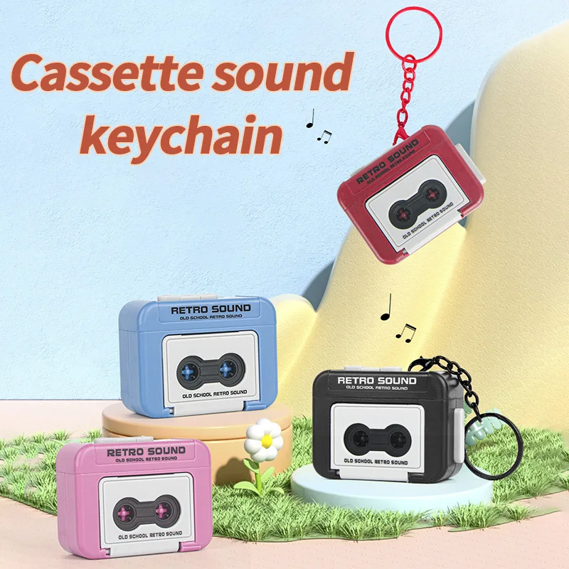 Retro Tape Recorder Keychain Mini Portable Fun Music Box With Sound Decompression Ornament Handbags Pendant Valentine's Day Gift