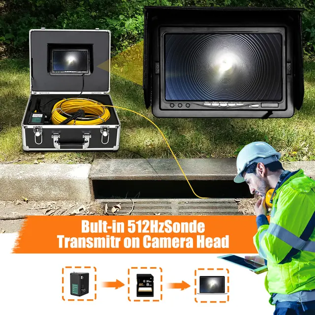 Caméra D'inspection De Canalisations VEVOR 50 M - Écran 9" 1080P, Localisateur 512Hz, IP68, Pour égouts Et Tuyaux