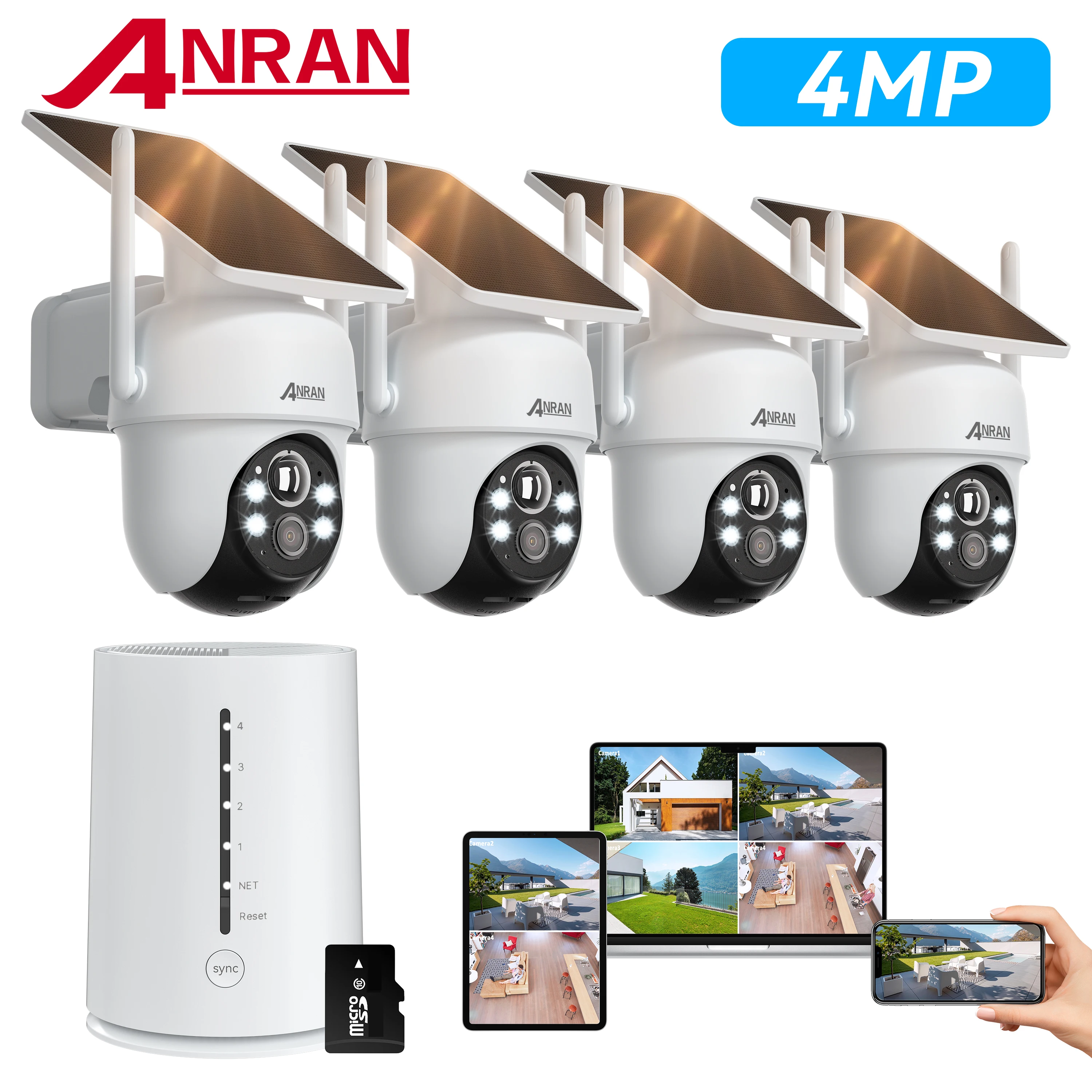ANRAN2K4MPSolarWirelessSecurityCameraSystemOutdoorWiFi