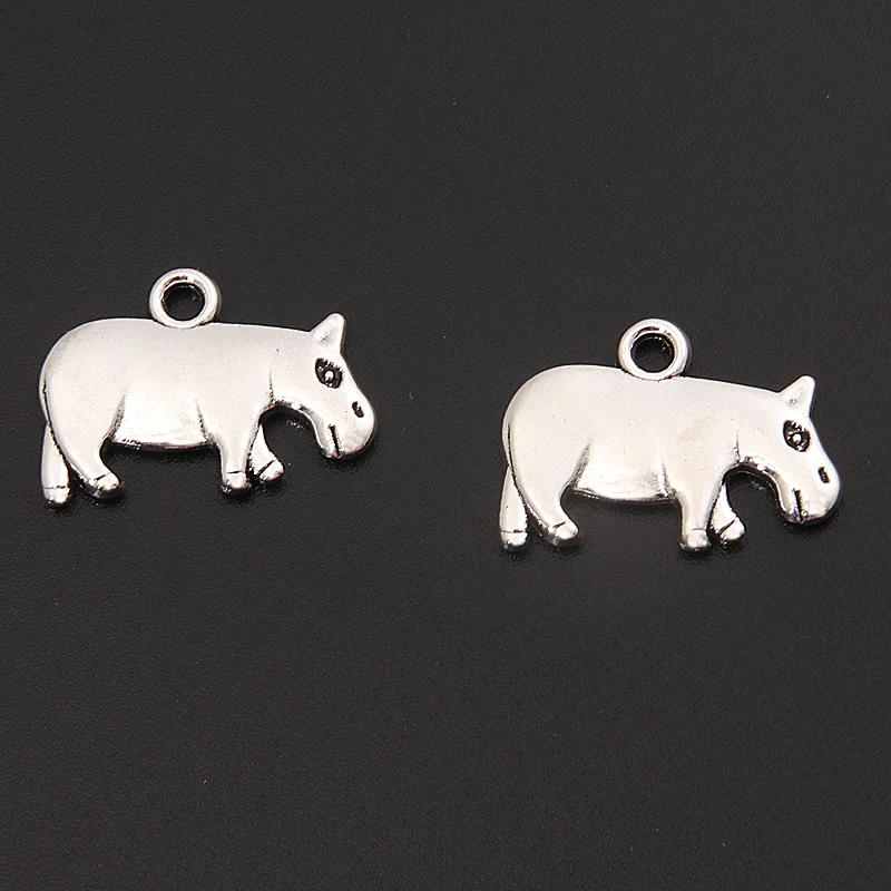 

Подвески в виде животных гиппопотама, милые серебряные Подвески для изготовления ювелирных изделий, ожерелий, поделок «сделай сам», 20 шт.