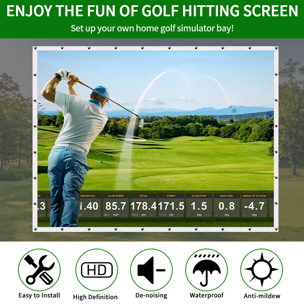 Caiton Golf Impact Screen - Silent HD, Tear-Resistant, Indoor & Outdoor Swing Training, Easy Setup, Anti-Strike, Various Sizes 5