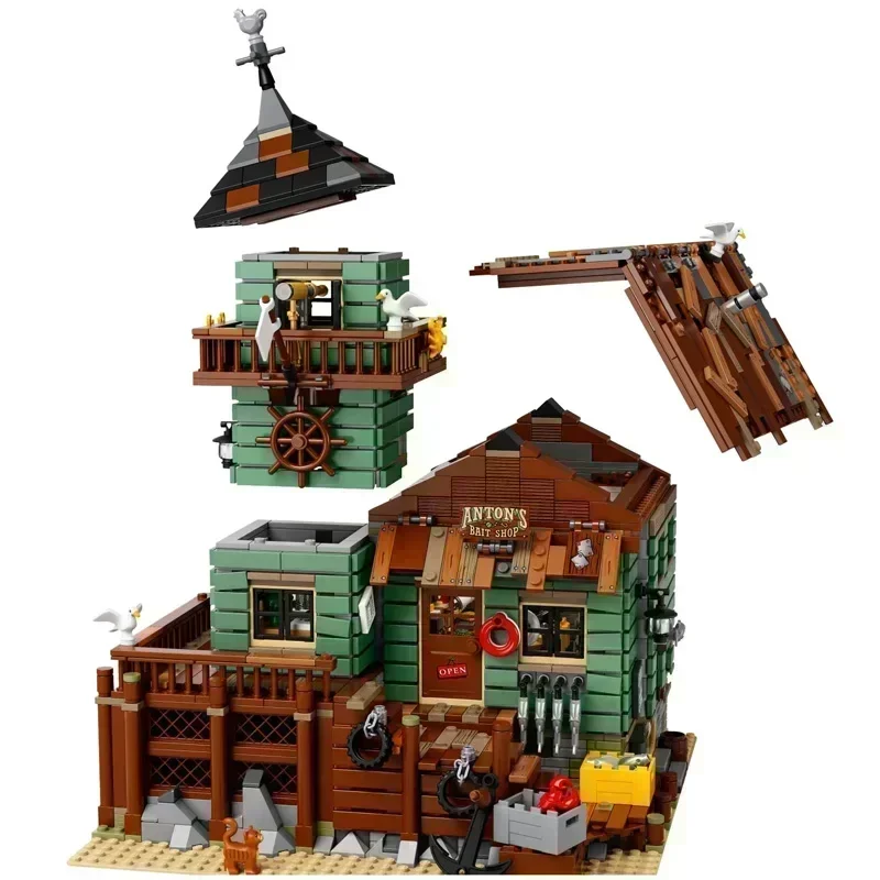 Fisherman Old Fishing House Store Model Building Blocks Bricks Compatible 21310 16050 Kids Birthday Christmas Toys Gifts