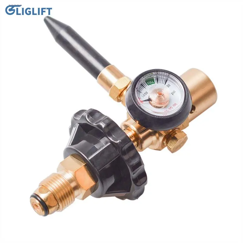 

Brass Helium Latex Balloon Air Inflator Regulator With Pressure Gauge For G5/8 Tank Valves 145x135mm 3000PSI Pressure Reducer