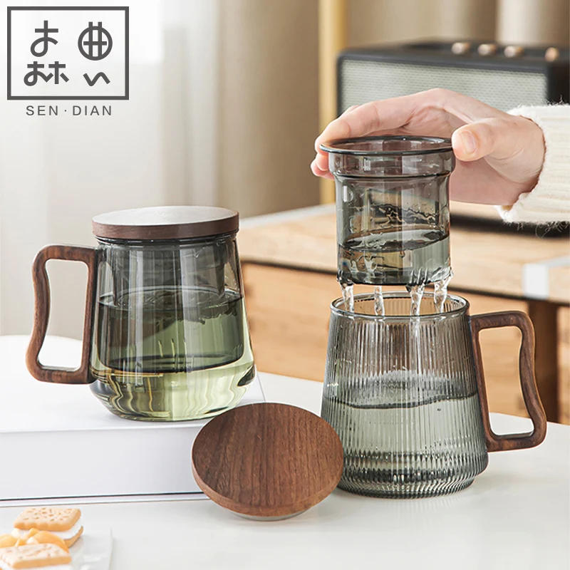 Sendian copo de água filtro vidro alta temperatura guardada copo chá vidro 2022 novo escritório quente conjunto chá doméstico acessórios da cozinha - 100 coisas lindas para a casa