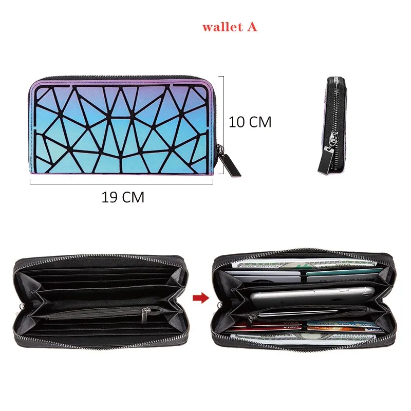 Chic Luminous Geometric Zipper Wallet