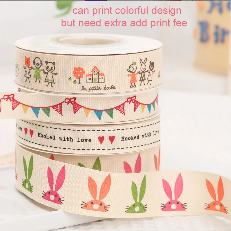 

Cotton Ribbon with colorful Logo Custom 100yards Flower Jewelry Gift Box Packaging Wedding Birthday Party DIY Decoration