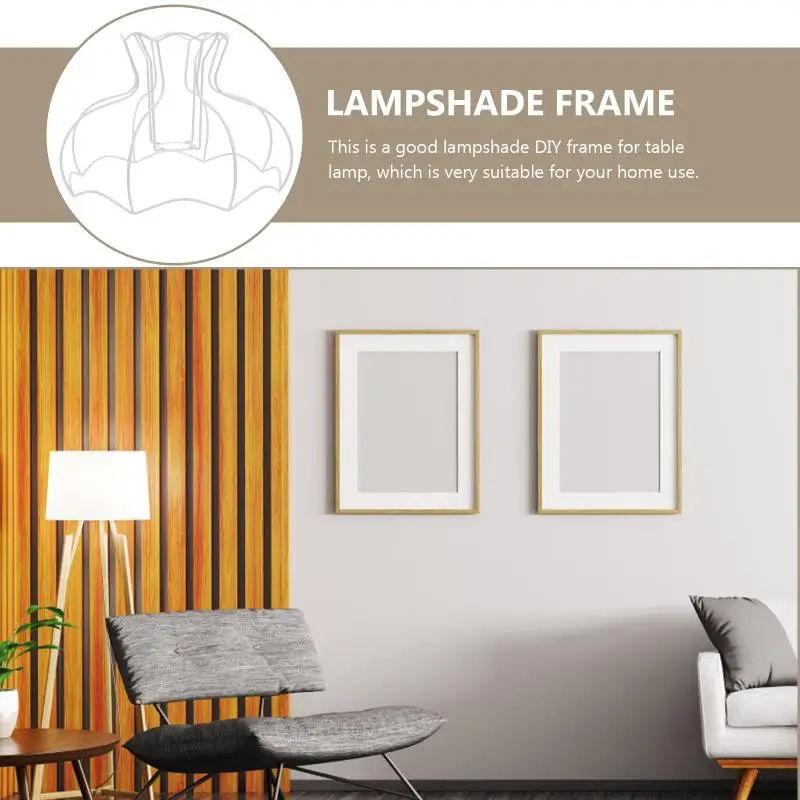 Description Picture 4 of itemWire Lamp Shade Frame Iron Lampshade Frame Scallop Dome E27 Light Bulb Guard Shade Cover Lighting Accessory