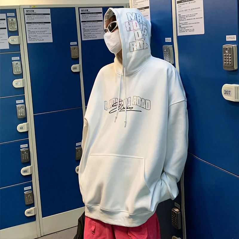 

Hooded Drawstring Hoodies Men's Loose Trendy Letter Printing Harajuku Street Male Pullovers Hoodie Autumn Tops 2023