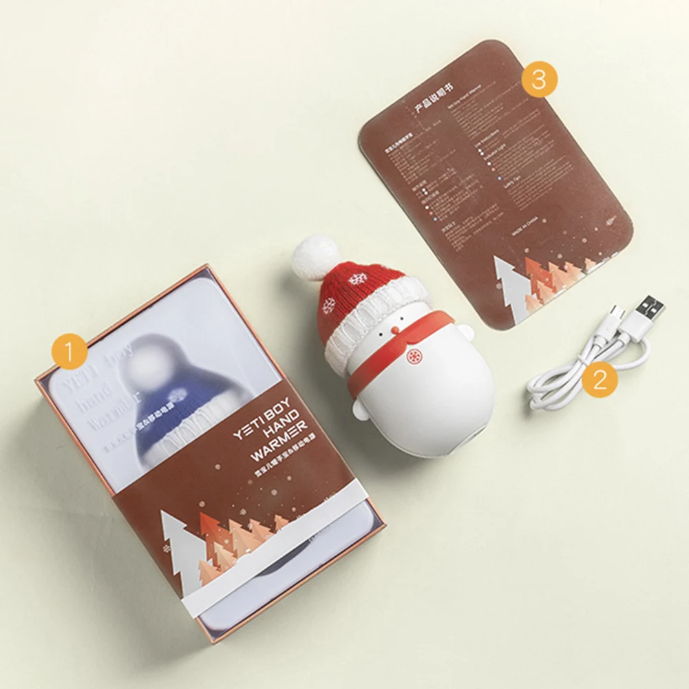10000mAH Snowman Hand Warmer USB Mobile Power Source 2 in1 Rechargeable Hand Warmer Hot Water Bag Electric Heating Treasure