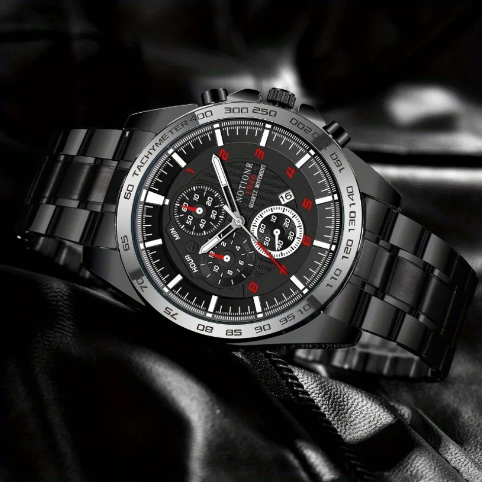 New Fashion Trend Men's Quartz Watch Luxury Classic Stainless Steel Band Men's Watch Calendar Wristwatch 6
