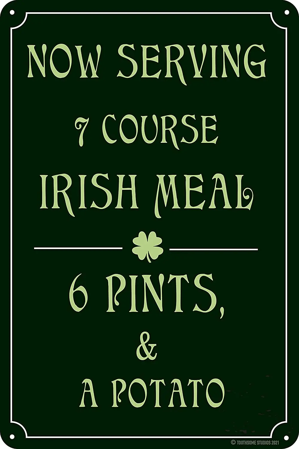 

7 Course Irish Meal Funny Tin Metal Sign Pub Bar Man Cave Decor Tavern Brew Pub Plaque