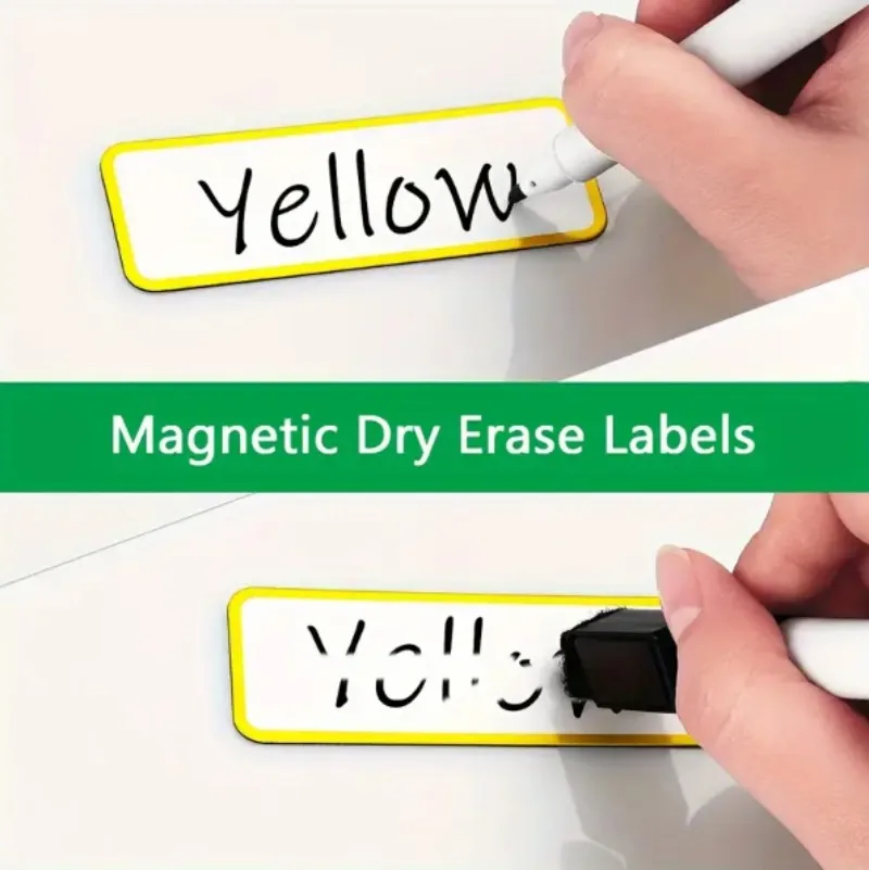 5/50x Reusable Dry Erase Magnet Label Magnetic Label Stickers Writable Magnet Tag Fridge Sticker Office Whiteboard Display