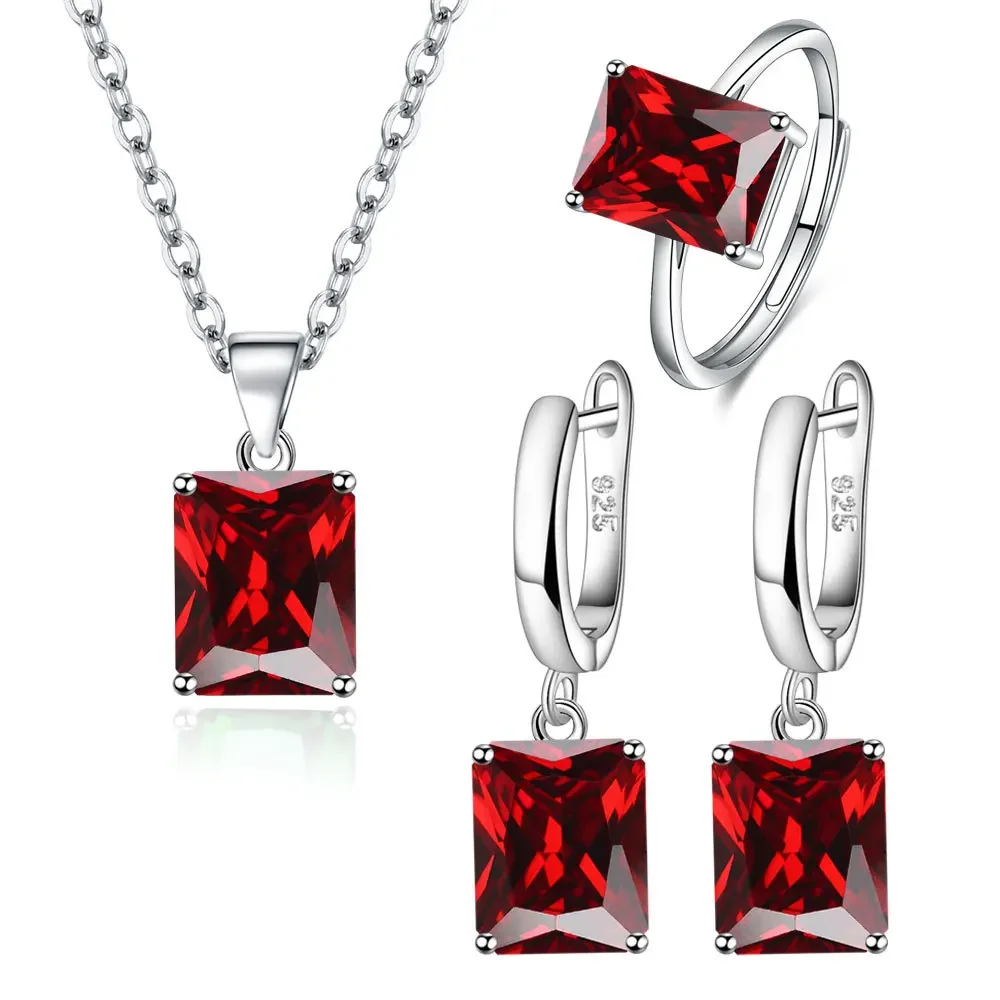 Silver Jewelry Set Jewelry Set Silver Jewelry 925 Sterling Silver Ring Earrings Necklace Zircon Jewelry Sets For Women