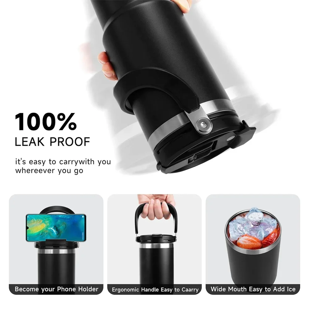 TYESO 컵 열수병 스테인레스 스틸 보온병 손잡이 포함 밀짚 커피 Travle Mug Isotherm 플라스크 텀블러 음료