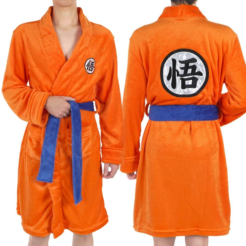 

Anime Son Goku Cosplay Bathrobe Kakarotto Pajamas Winter Keep Warm Soft Flannel Bathrobe for Women Men