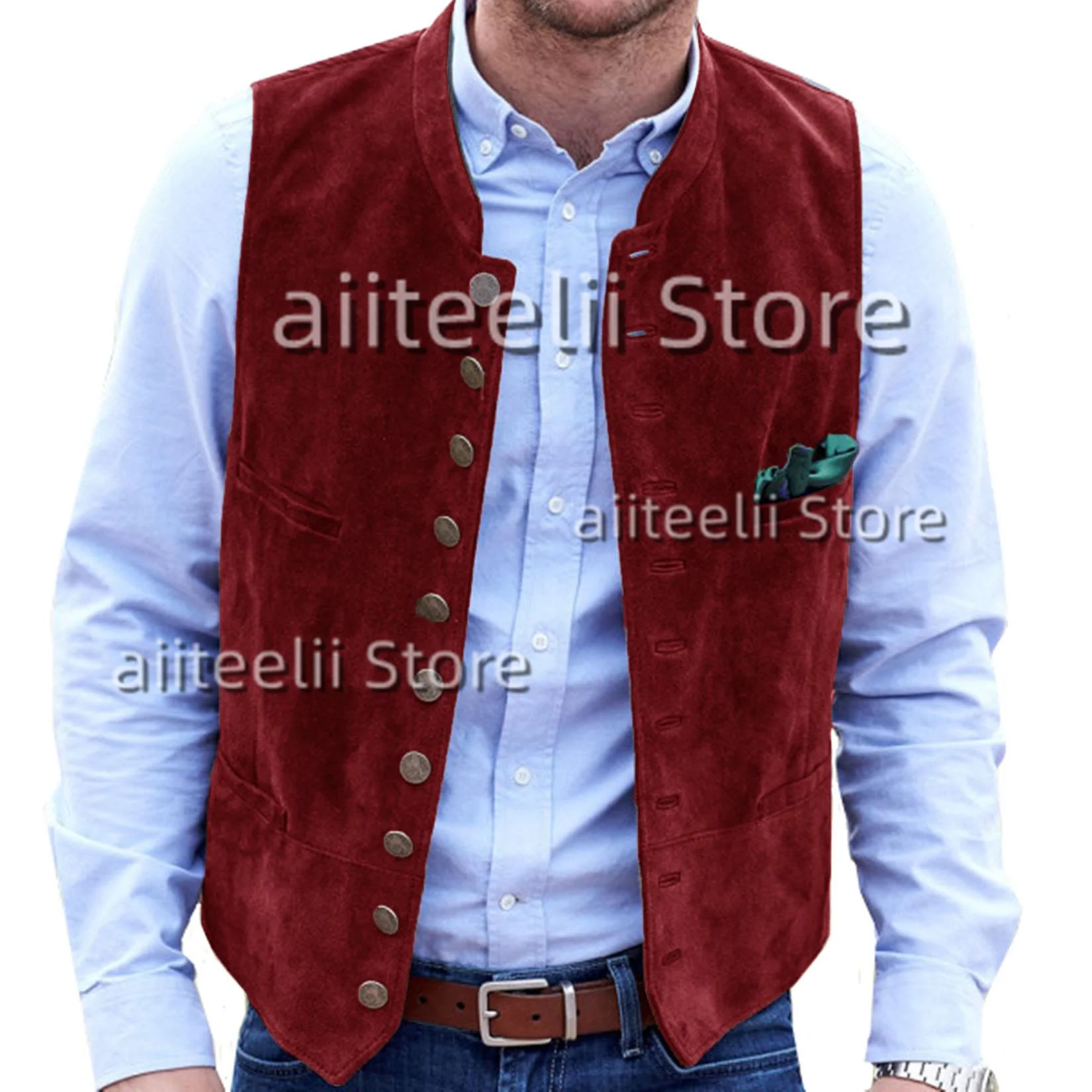 Men's Suede Suit Vest Casual Fashion Steampunk Style Vest Single Breasted Sleeveless Casual Comfortable Men Jacket Men dress vests
