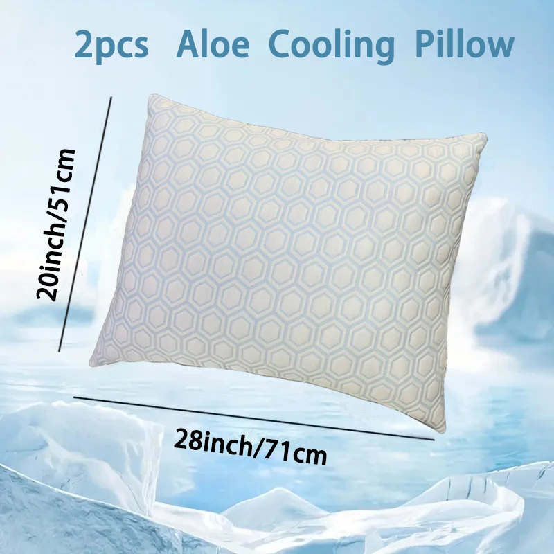 WQSPRING Aloe Pillow, Set Of 2 Cooling Zippered Breathable Bed Pillow For Sleeping, Reversible, Adjustable Cube Pillow For Hot S 5