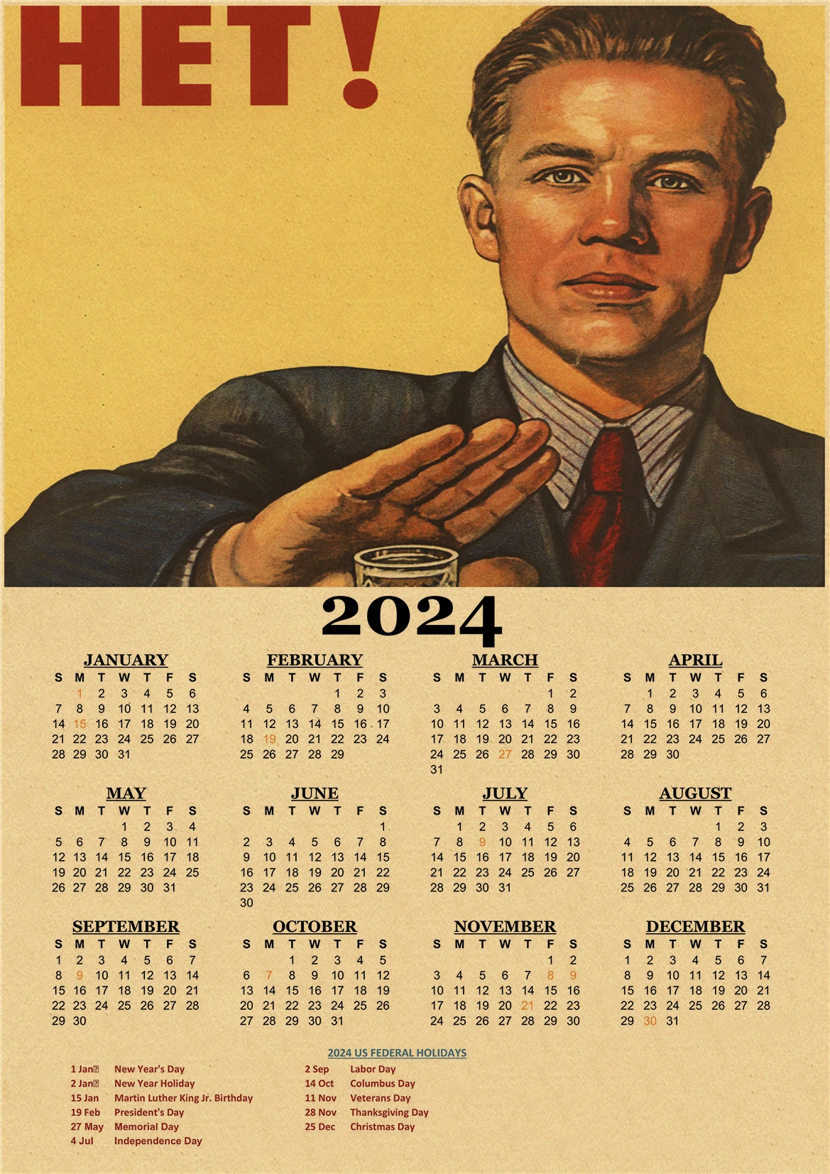 2024 Calendar Celebrity Stalin Marx Lenin Poster USSR CCCP Home Room Decor Painting Vintage Kraft Paper Prints Art Wall Picture images - 6