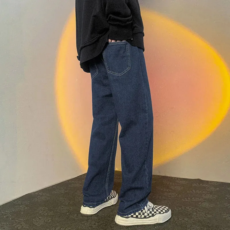 New Retro Straight Leg Wide Leg Jeans Korean Version Fashionable Men's Street Trend High-Quality Shopping Travel Loose Jeans