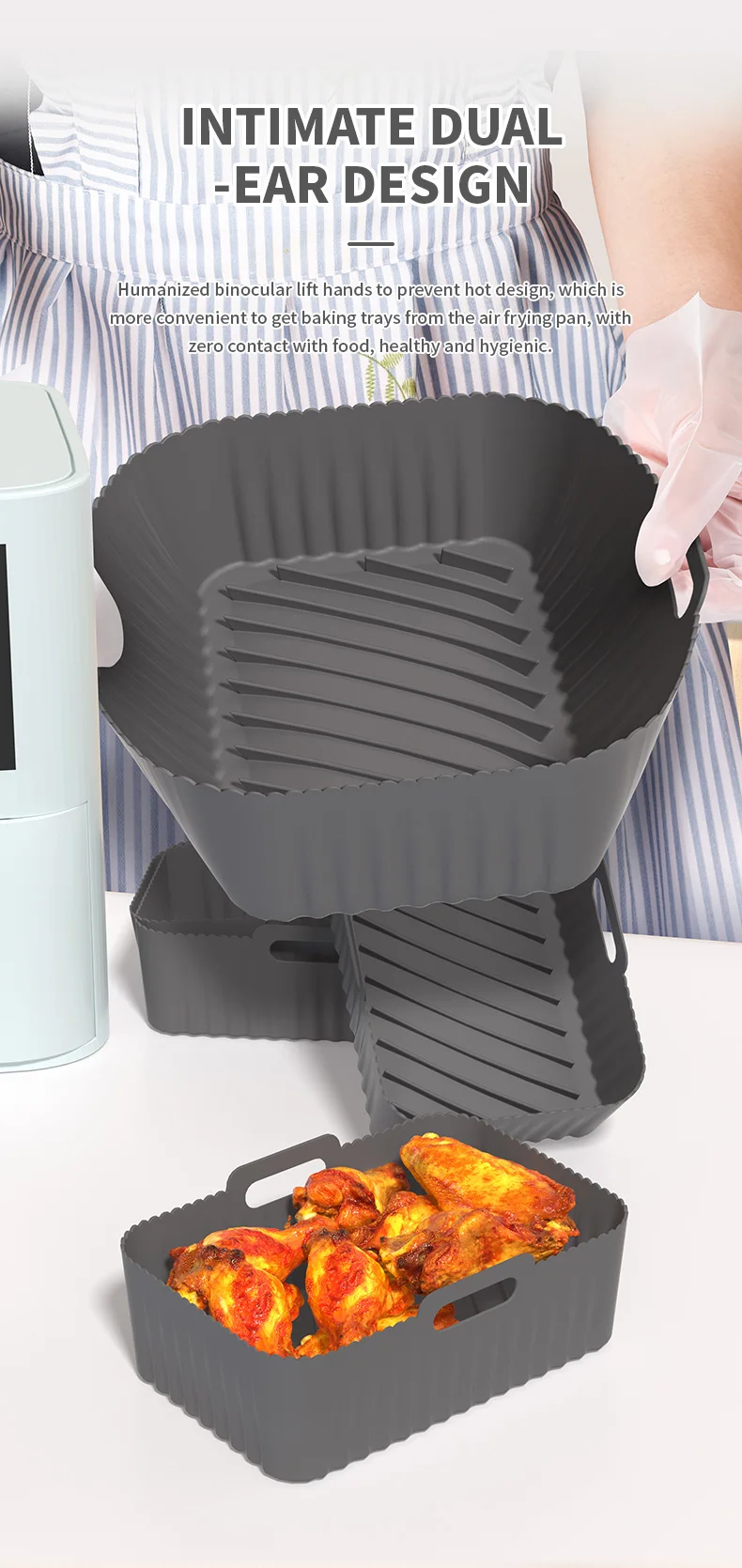 Air fryer silicone air fryer oven baking silicone tray reusable air fryer pot bottom mold pizza fried chicken tool