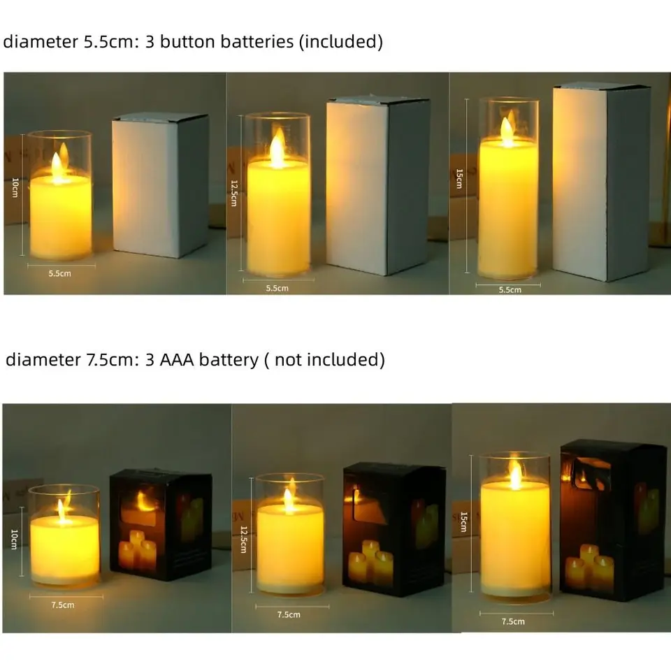 IMAGE Candele Tremolanti Senza Fiamma, A Batteria, Con Guscio In