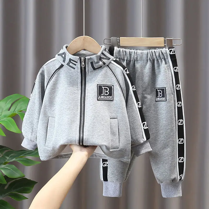 Little Surprise Box Light Green Letter B Monogram 3 Pcs Track Suit Set For Toddlers And Kids main image 0