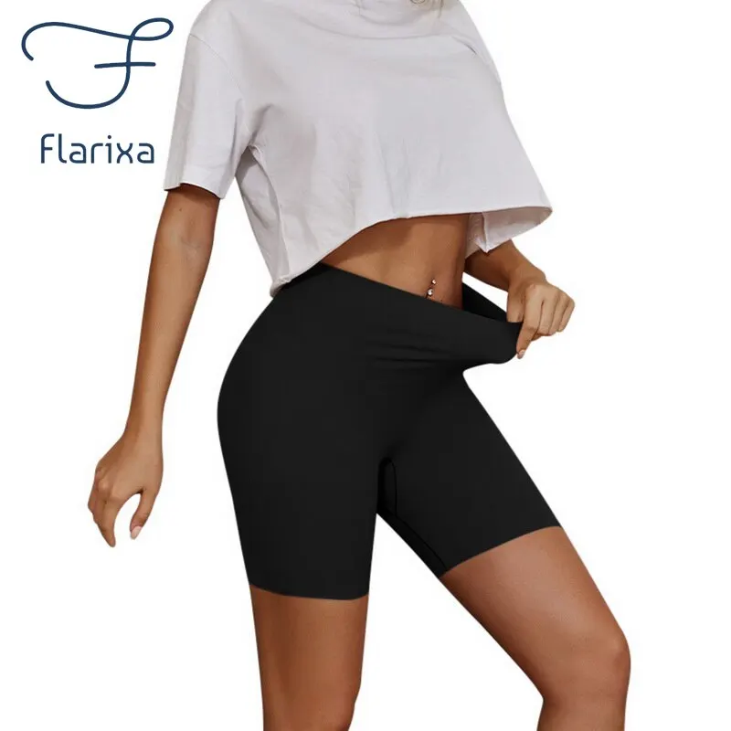 Flarixa Seamless High Waist Shorts Panties For Women Tummy Control Hip Lift  Ice Silk Safety Pants Underwear Boyshorts Boxer