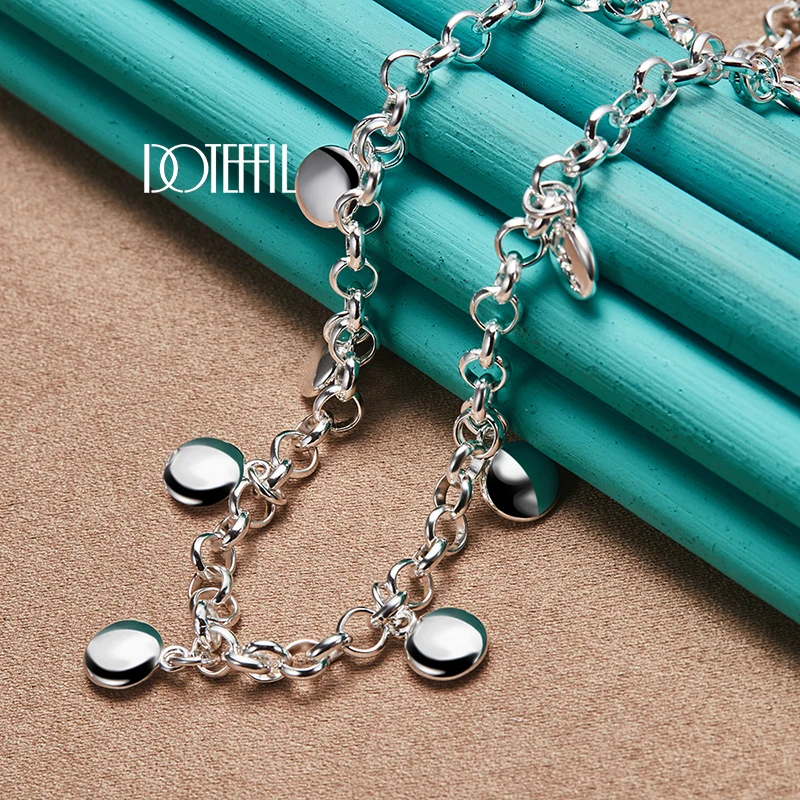 Jewelry set silver jewelry silver jewelry set DOTEFFIL 925 Sterling Silver Round Bean Chain Necklace Bracelet Set For Woman Wedding Engagement Party Fashion Charm Jewelry
