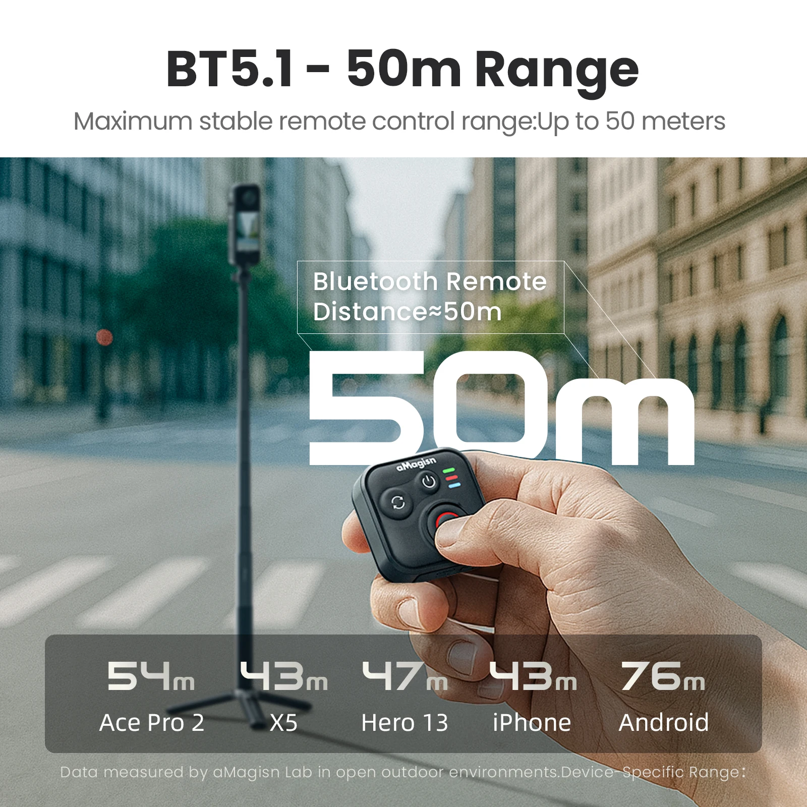 Bluetooth Remote Controllor For DJI Osmo 360/Action 6/5 Pro/4 50m Wireless Long Battery Life Remote Control Camera Accessories