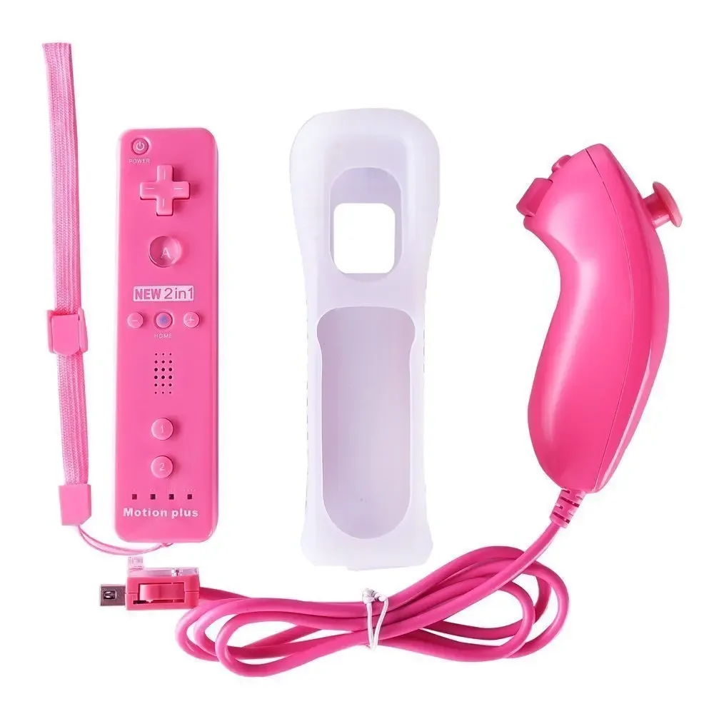 TOP 2 in 1 Wireless Gamepad Remote Controller built in Motion Plus + Nunchuck For Wii Controller Joystick Silicone Case