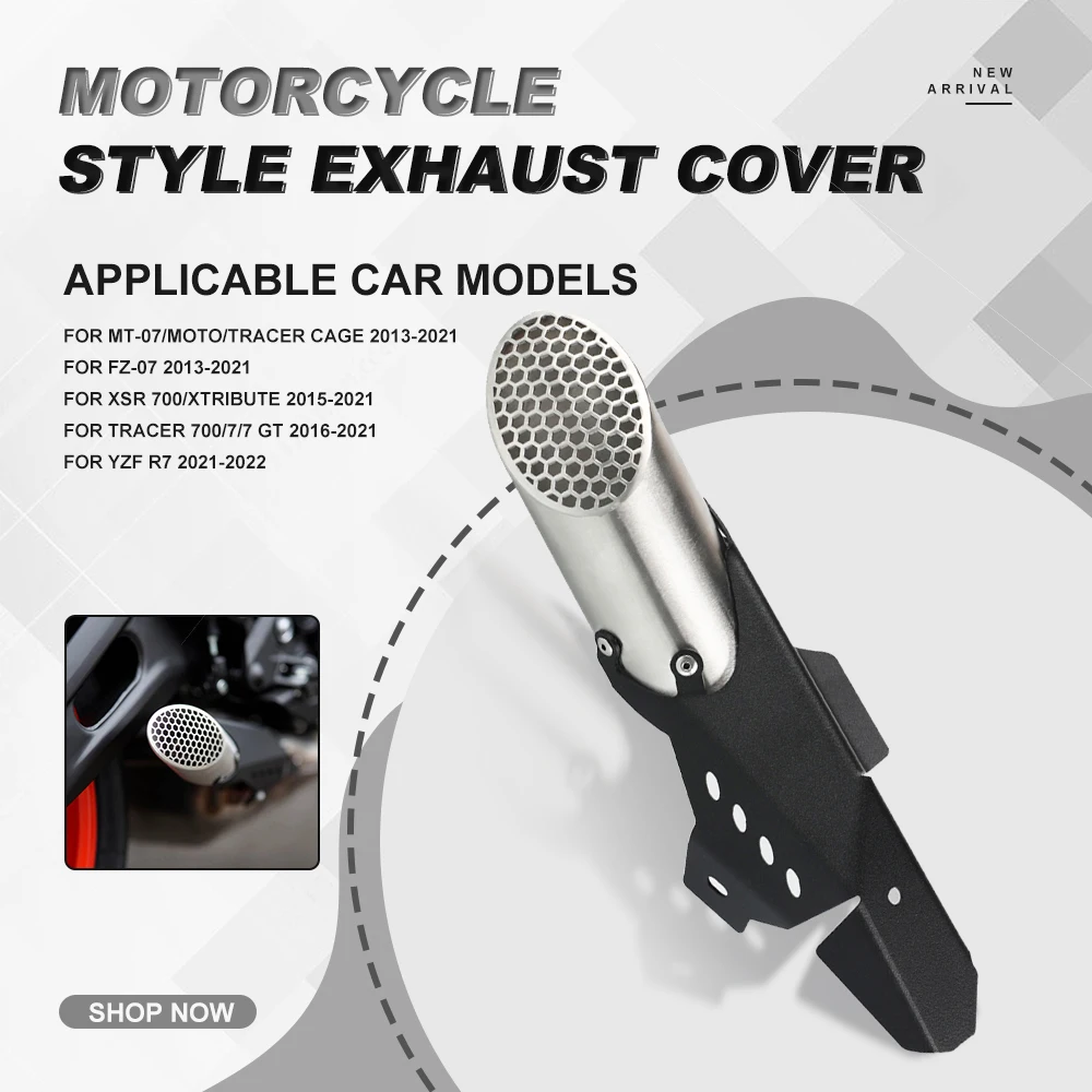 

MT07 YZFR7 FZ07 Style Exhaust Cover For YAMAHA FZ-07 MT-07 Moto Cage Tracer 2013-2022 YZF R7 XSR 700 XTribute TRACER 7 GT 700