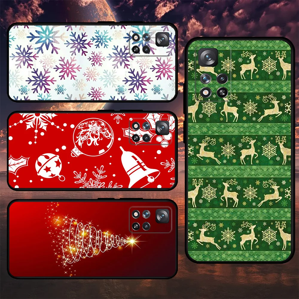 

Phone Case For Xiaomi Redmi Note 11 10 12 8 Pro 9S 9 10C K40 9C 9A 8T 7 k50 Gaming 9T Black Soft Cover Christmas Tree