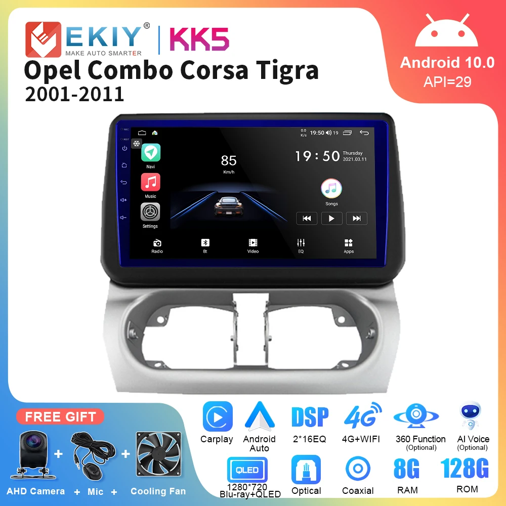 EKIY KK5 QLED Screen Car Radio For Opel Combo Corsa Tigra 2001-2011 AI ...