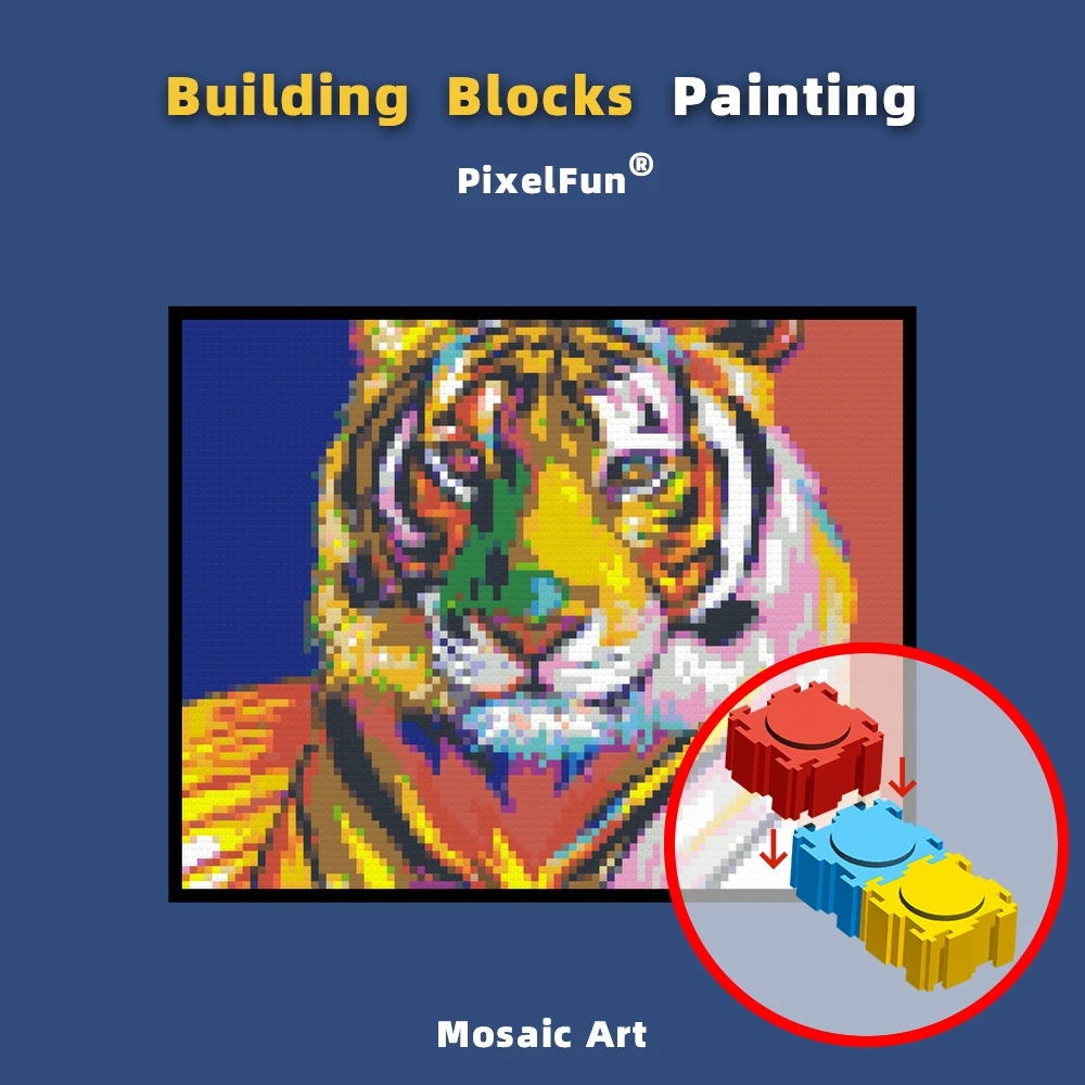 

Can Diy World Brand Building Blocks Big Size Painting Mosaic Pixel Dots Art Colorful Animal Tiger Photo Custom By Numbers Toys