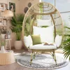 Egg Chair, Patio Egg Chair Indoor, All-Weather Oversized Rattan Egg Lounge Chairs for Living Room, Balcony, Backyard 1