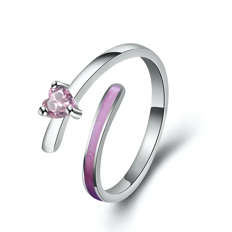 

Pink Diamond Tail Ring Finger 925 Sterling Silver Jewellery For Girls Zircon Stone Cute Accessories New In Amethyst Ornaments