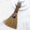 Natural Amethyst Crystal Love Heart Magic Broom Gem Crafts Home Decoration Reiki Healing Witch Broomstick Christmas Gift 6