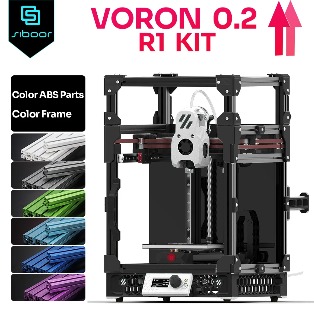 SIBOOR VORON 0.2 R1 3D Printer Upgraded MINI Stealthburner Color Extrusion Profile Frame Kit+ ABS Printed Parts Customisable