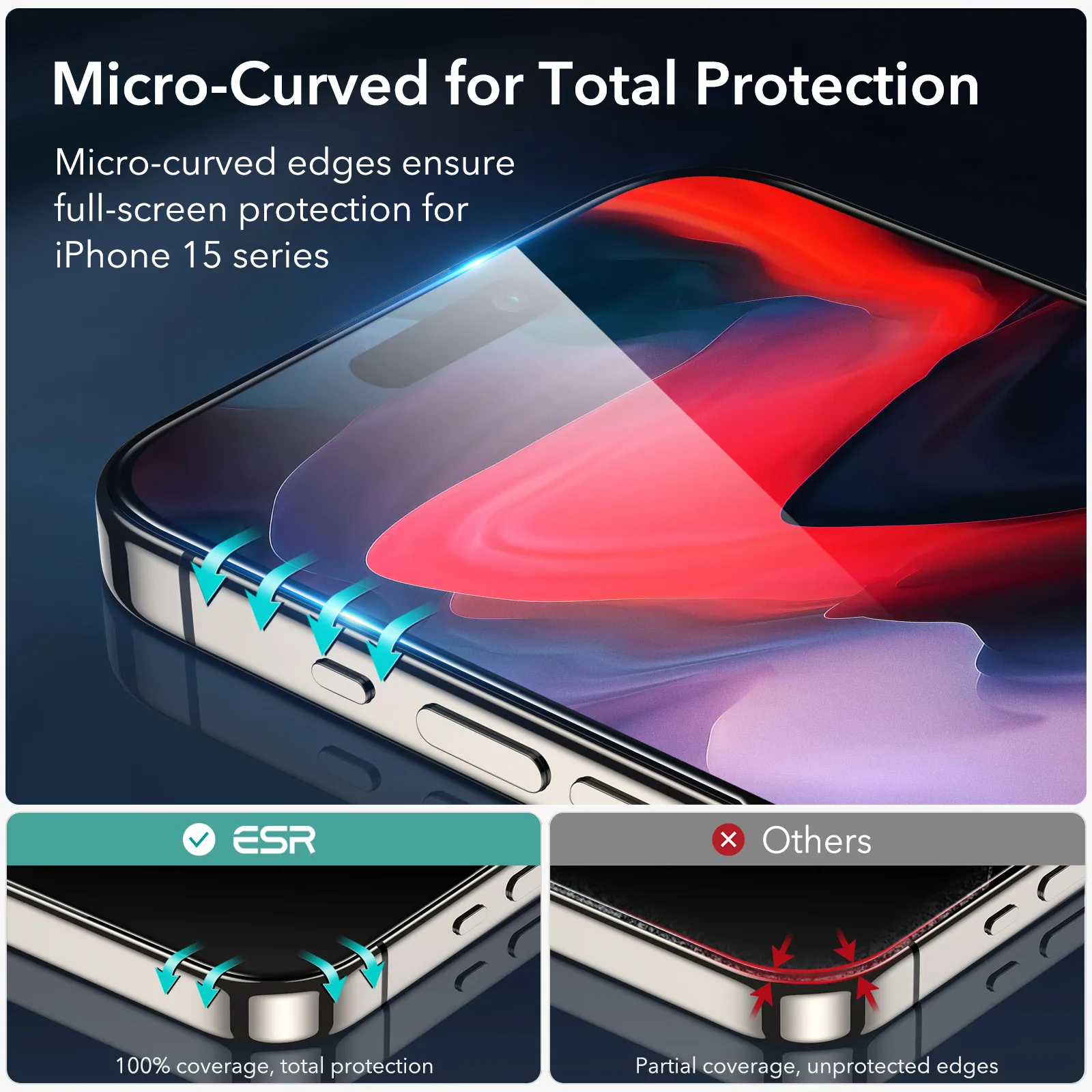 ESR for iPhone 15 Armorite Full Cover Screen Protector Film for