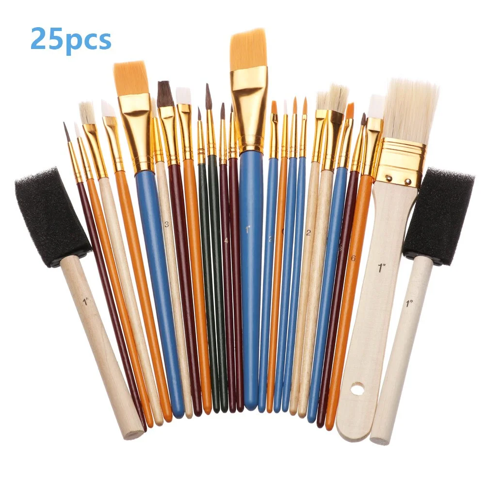 

25Pcs/Set Multifunctional Fine Hand Paint Brush Nylon Painting Brush Oil Acrylic Brush Watercolor Pen Art Supplies