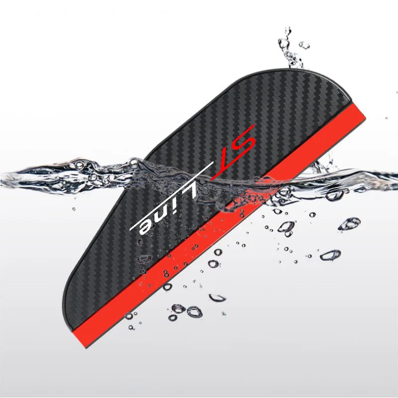 Car Rear View Mirror Rain Eyebrow Visor Carbon Fiber Rain Cover 2pcs Fiesta Mondeo Fusion Escape ST LINE Auto Accessories