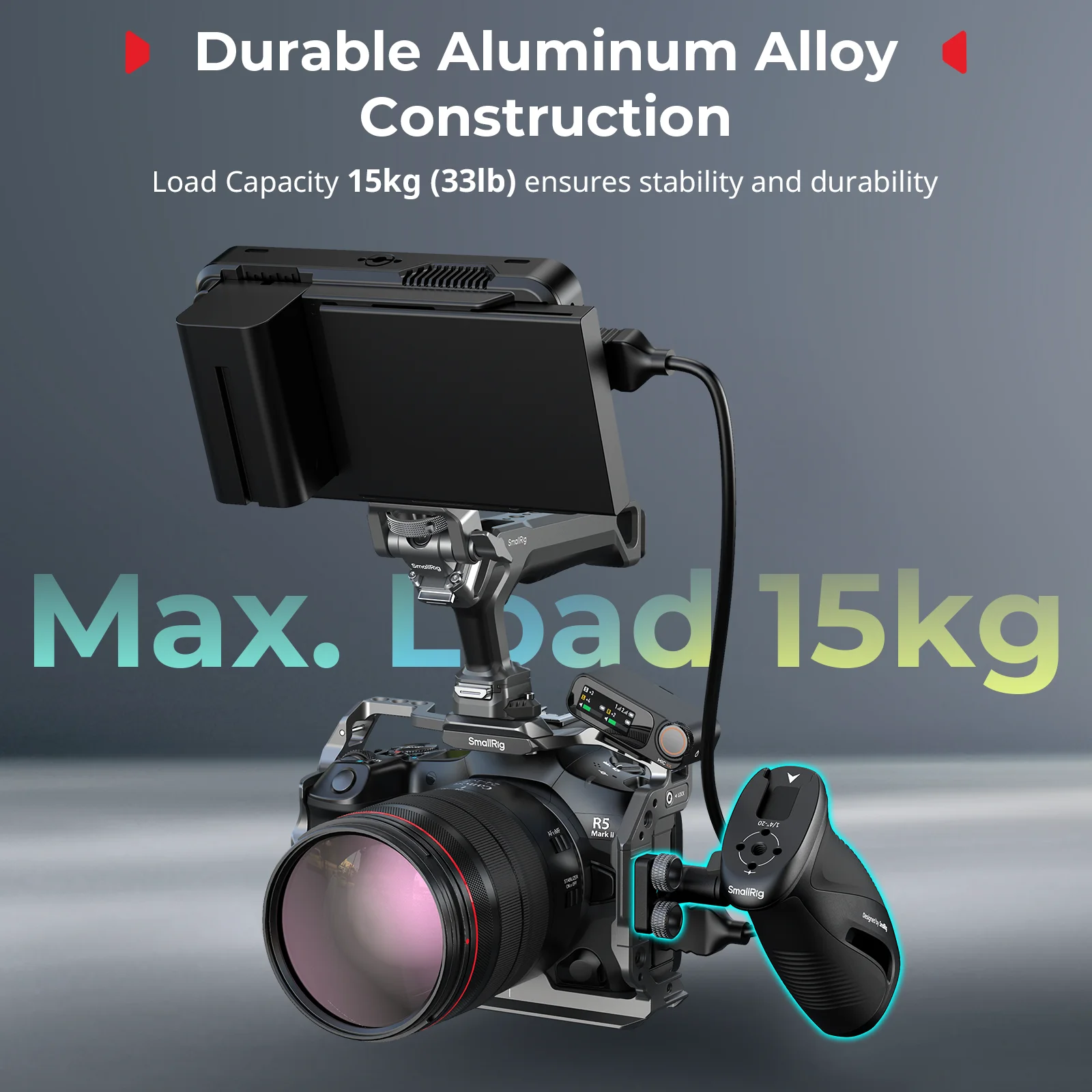 Rotating Side Handle with 1/4"-20 Screws, 360° Adjustment Handgrip for DSLR Came