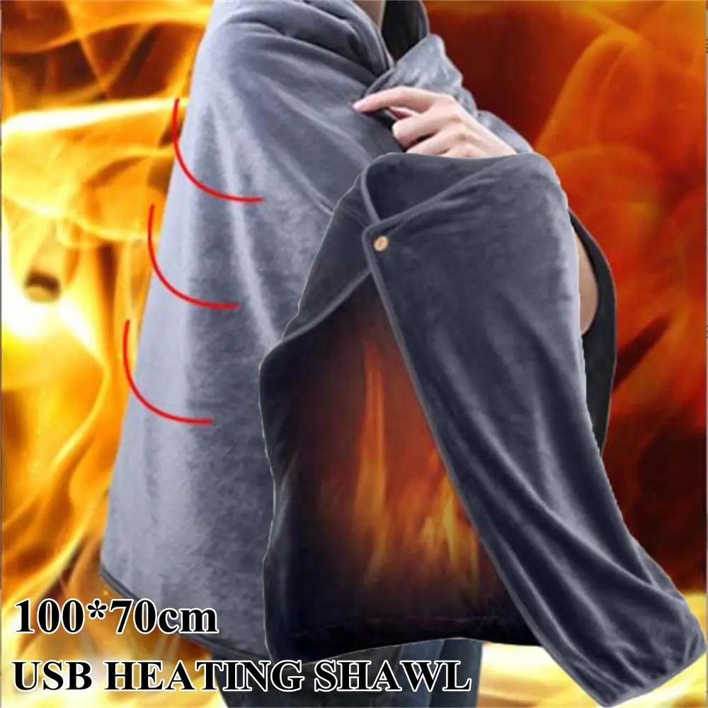 

Grey Color Home Warm Office Heated Shawl for Women Men USB Heated Shawl Wrap Electric Heated Blanket