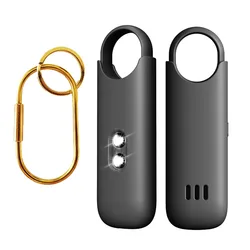 High - Decibel Rechargeable Personal Safety Alarm with Dual LED Light - Compact Self Defense Keychain (Black)