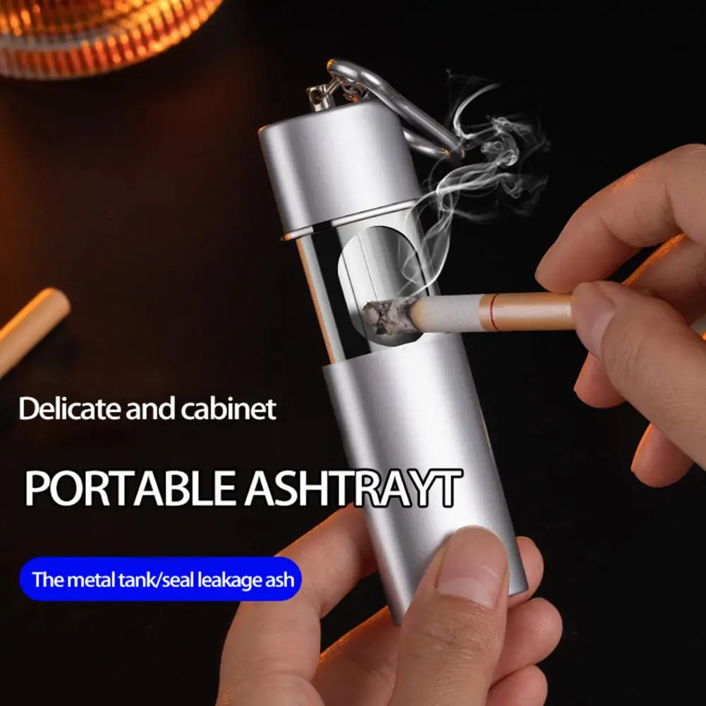 Portable Ashtray Buckle Sealed Pull Closure Metal Liner Butt Storage Mini Ashtray Men Pocket Gadget Creative Gift